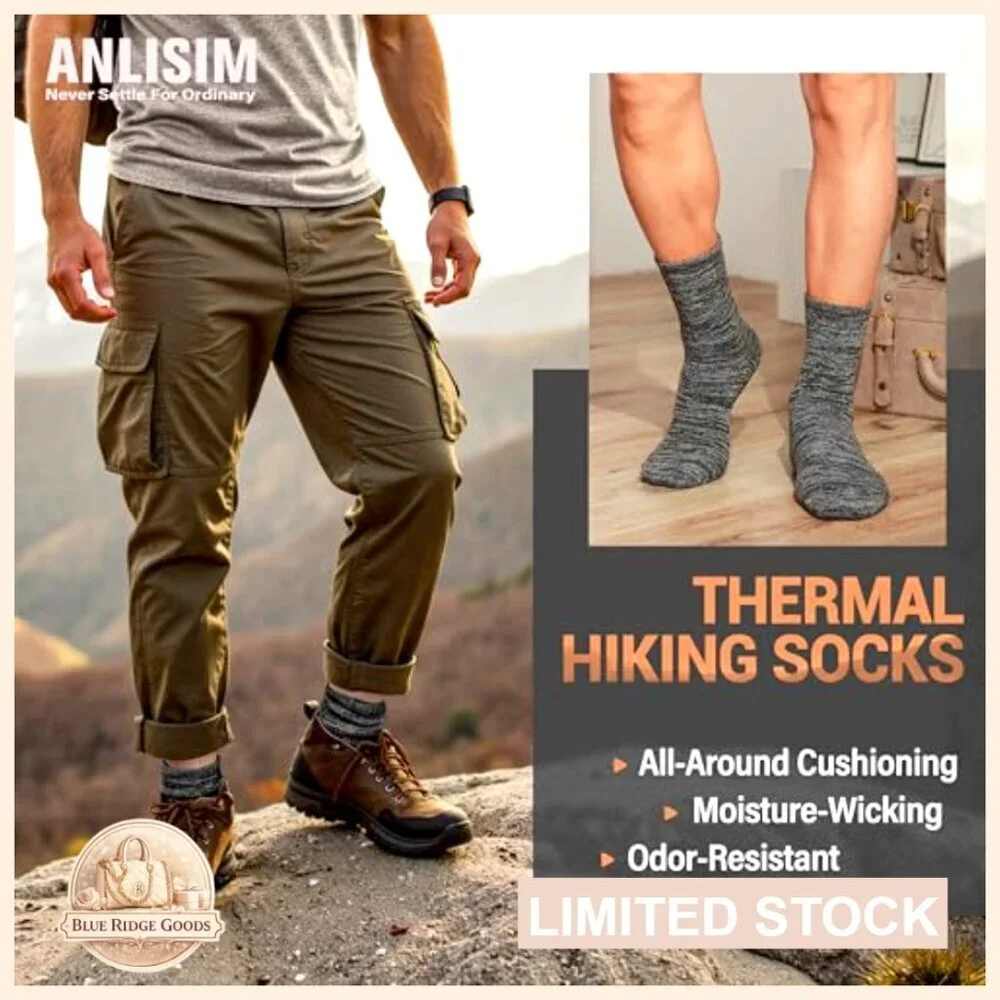 Merino Wool Hiking Socks Thermal Thick Winter Crew Cushioning Work Unisex